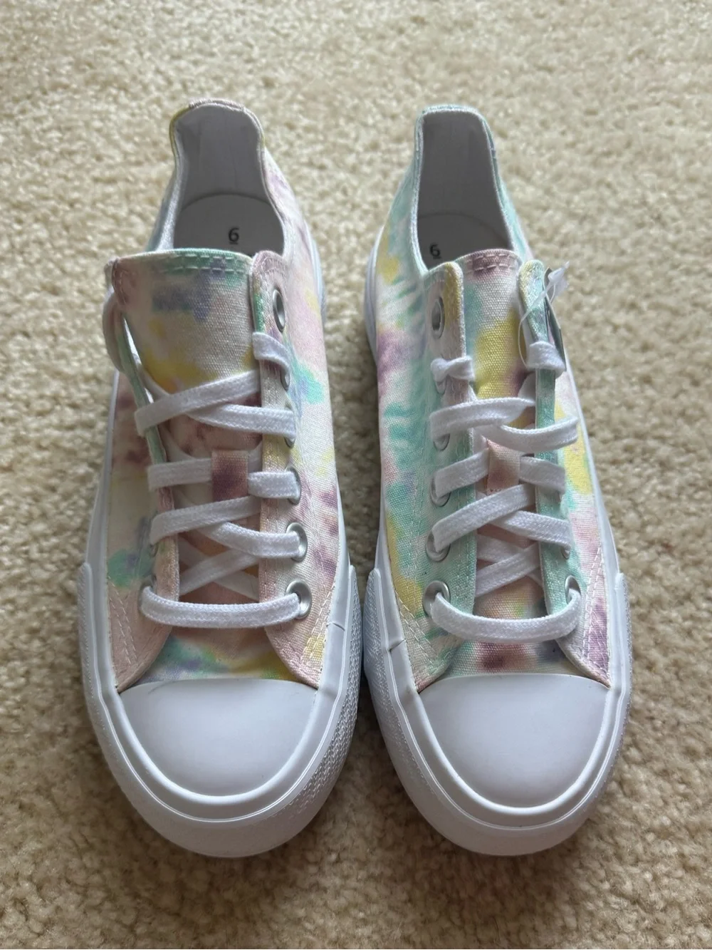 Time and Tru Women's Low-Top Platform Sneakers - Pastel Tie-Dye